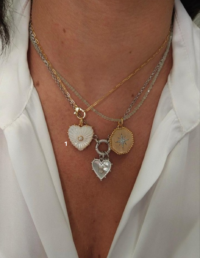 Pingente Coração Madrepérola Prata 925 Banho Ouro 18K e Moissanite (1)