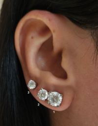 Brinco Ponto Luz P (3) / M (2) / G (1) Prata 925 Banho Ouro 18k / Ródio e Moissanite