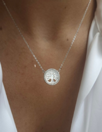 Colar Árvore da Vida Prata 925 Banho Ródio e Moissanite