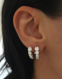 Brinco Argola Prata 925 Banho Ródio e Moissanite