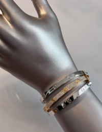 Bracelete Prego Prata 925 Banho Ródio -  Bracelete Prego Prata 925 Banho Ouro 18k e Zircônias