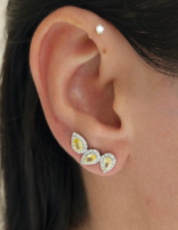 Brinco 3 Gotas Yellow Prata 925 Banho Ródio e Zircônias