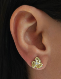 Brinco Flor Yellow Prata 925 Banho Ródio e Zircônias