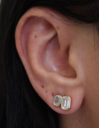 Brinco Retângulos Prata 925 Banho Ouro 18k