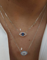 Colar Olho Grego Azul Escuro Prata 925 Banho Ródio e Zircônias (1) - Colar Olho Grego Azul Claro (2)