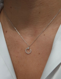 Colar Meia Lua Prata 925 Banho Ródio e Zircônia