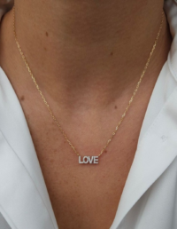 Colar Love Prata 925 Banho Ouro 18k e Zircônias