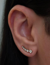 Brinco Pontos Prata 925 Banho Ródio e Zircônias