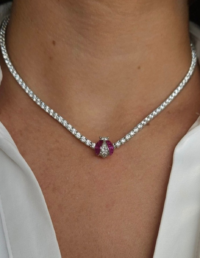 Pingente Joaninha Prata 925 Banho Ródio e Zircônias