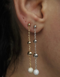 Brinco Bolas Lisas/Cravejadas Prata 925 Banho Ouro 18k / Ródio e Zircônias