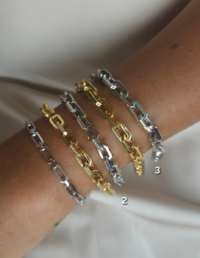 Pulseira Elos Lisos/Cravejados Prata 925 Banho Ouro 18k e Zircônias (2) -  Pulseira Elos Lisos Prata 925 Banho Ródio (3)