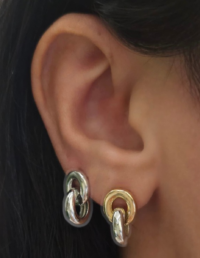 Brinco Argolas Prata 925 Banho Ródio e Ouro 18K