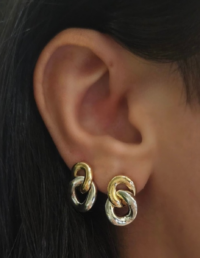 Brinco Argolas Orgânico Prata 925 Banho Ródio e Ouro 18k