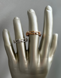 Anel Elos Lisos/Cravejados T Prata 925 Banho Ouro 18k / Ródio e Zircônias