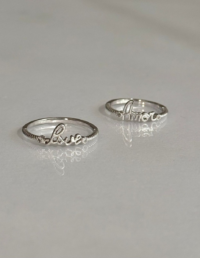 Anel Love / Amor Prata 925 Banho Ródio e Zircônias