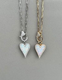 Pingente Coração Furta-Cor Prata 925 Banho Ouro 18k e Zircônias - Corrente Elos c/ Fecho Cravejado Prata 925 Banho Ouro 18k e Zircônias