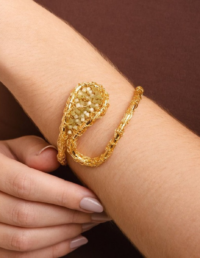 Bracelete Cristais Verdes Banho Ouro 18k