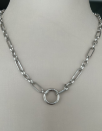 Corrente Elos Ovais e Fecho Redondo Prata 925 Banho Ródio