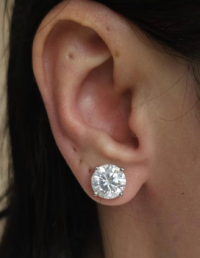 Brinco Ponto de Luz 10mm Prata 925 Banho Ródio e Moissanite