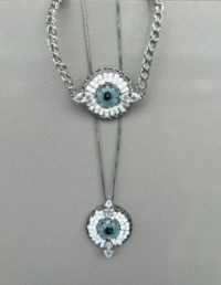 Colar / Pulseira Olho Grego Banho Ródio