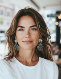 Brinco Círculos Crochê Banho Ródio