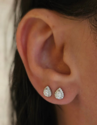 Brinco Gota P Prata 925 Banho Ródio e Moissanite