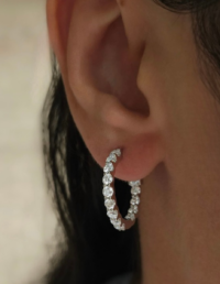 Argola P Prata 925 Banho Ródio e Moissanite