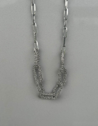 Colar Elos Crochê Banho Ródio