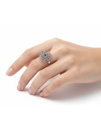 Anel Círculo Crochê Banho Ródio