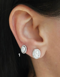 Brinco Oval Prata 925 Banho Ródio e Moissanite(1)