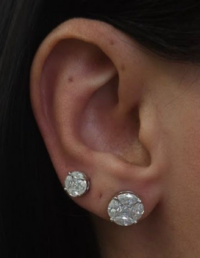 Brinco Cravejado Prata 925 Banho Ródio e Moissanite