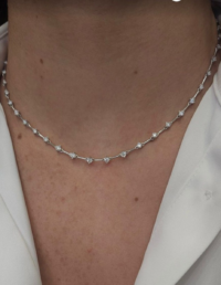 Colar Faca Prata 925 Banho Ródio e Moissanite