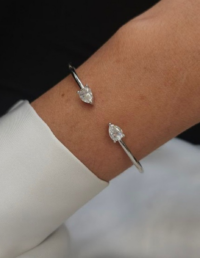 Bracelete Gota Prata 925 Banho Ródio e Moissanite