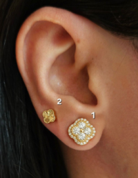 Brinco Trevos P (2) / G (1) Prata 925 Banho Ouro 18k