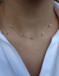 Colar Trevos P Prata 925 Banho Ouro 18K