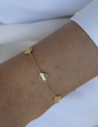 Pulseira Trevos P Prata 925 Banho Ouro 18k