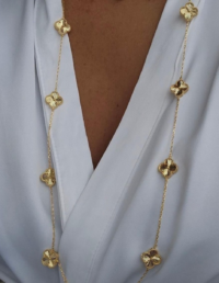 Colar Trevos G Prata 925 Banho Ouro 18k