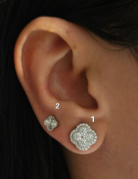 Brinco Trevos G (1) / P (2) Prata 925 Banho Ródio e Zircônias