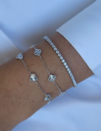 Pulseira Trevos P Prata 925 Banho Ródio (1) - Pulseira Riviera Prata 925 Banho Ródio e Zircônias (2)