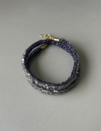 Pulseira/Colar Cristais Pretos Banho Ouro 18k