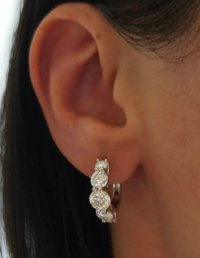 Brinco Argola Prata 925 Banho Róidio e Moissanite