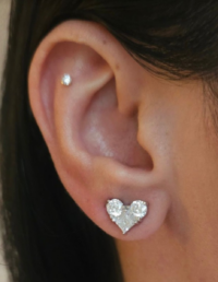 Brinco Coração Prata 925 Banho Ródio e Moissanite