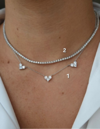 Colar 3 Corações Prata 925 Banho Ródio e Moissanite (1) - Colar Riviera 35cm Prata 925 Banho Ródio e Zircônias (2)