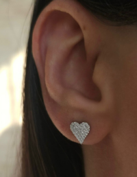 Brinco Coração P Prata 925 Banho Ródio e Zircônias