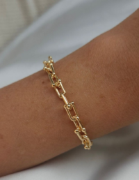 Pulseira Elos T Prata 925 Banho Ouro 18k