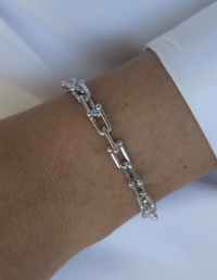 Pulseira Elos T Prata 925 Banho Ródio