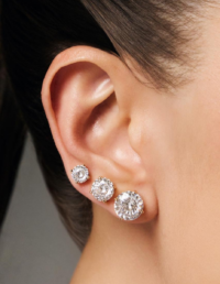 Brinco Ponto de Luz 7,5mm / 6,5mm/ 5,2mm Prata 925 Banho Ouro 18k e Moissanite