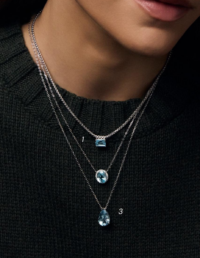 Colar Pedra Natural Retangular (1) / Gota (3) Prata 925 Banho Ródio