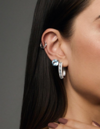 Brinco Ponto de Luz Pedra Natural 8mm Prata 925 Banho Ródio