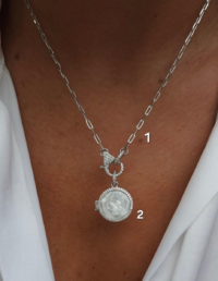 Pingente Relicário Nossa Senhora Madrepérola Prata 925 Banho Ródio e Moissanite (2) - Corrente Elos c/ Fecho Cravejado Prata 925 Banho Ródio (1)